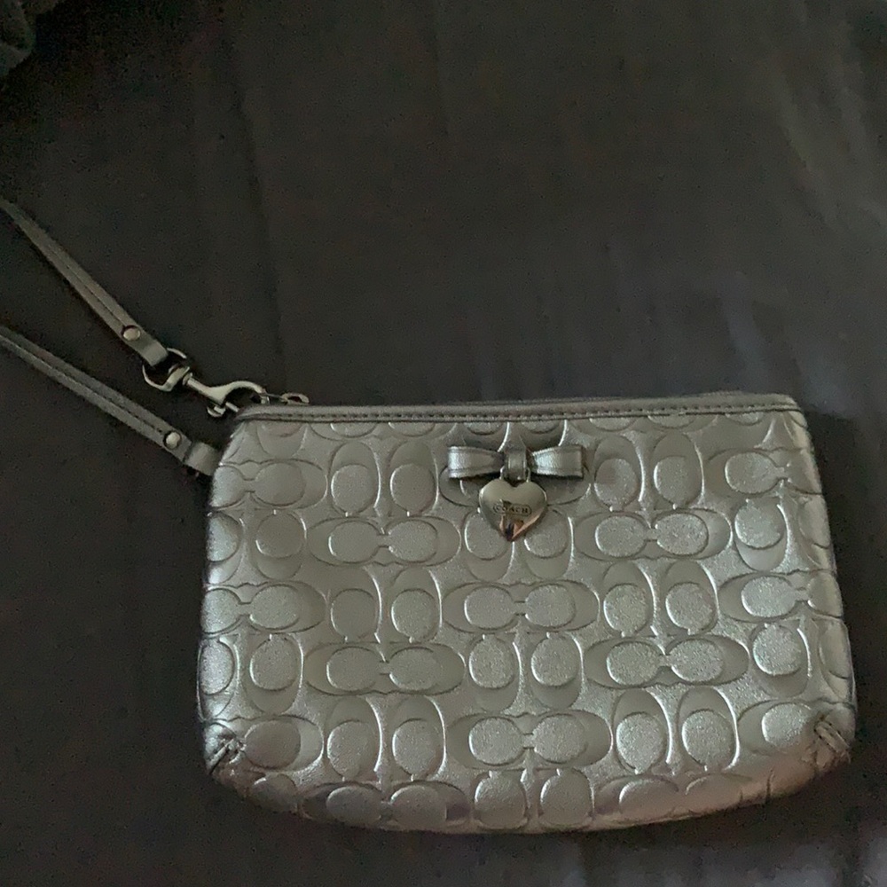 Silver Coach Wristlet